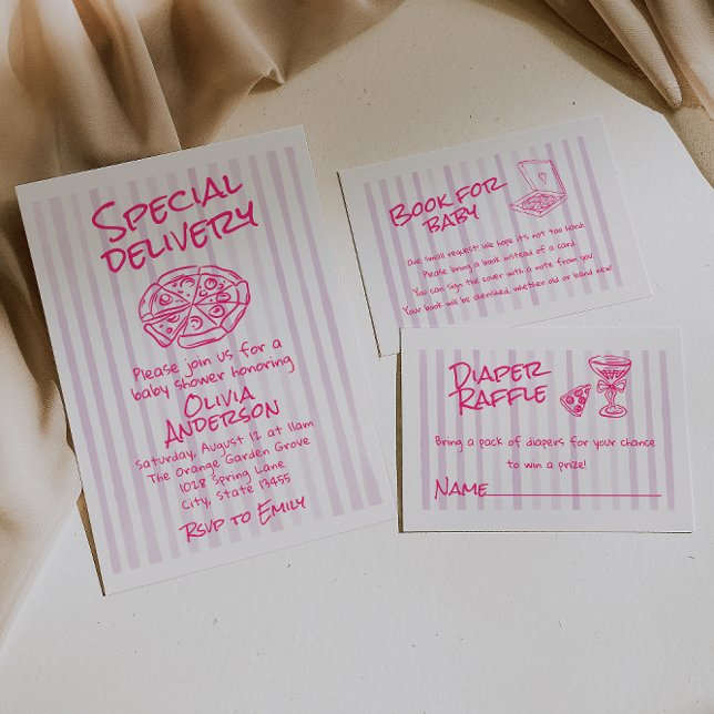 Invitación Baby Shower de entrega especial Hand Dawn Pizza (Subido por el creador)