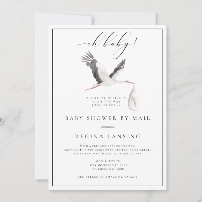 Invitación Baby Shower de entrega especial por correo (Anverso)