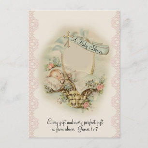 Invitación Baby Shower de época religiosa católica