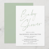 Baby Shower de escritura moderna verde claro