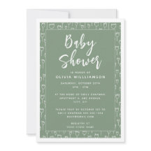 Baby Shower de escritura verde sabia moderna