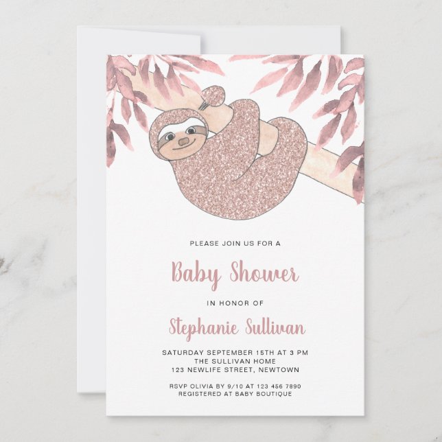 Invitación Baby Shower de eslogan rosado (Anverso)