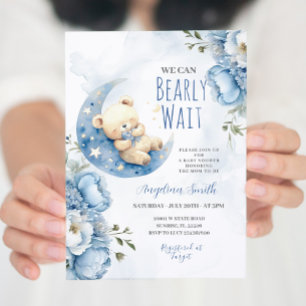 Invitación Baby Shower de espera de Bear Blue Bear