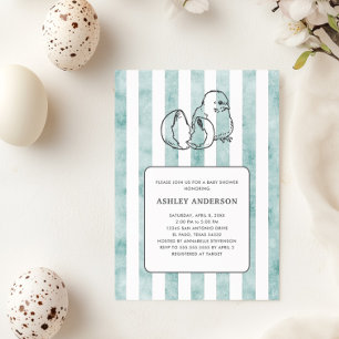 Invitación Baby Shower de estilo vintage de chick y Stripes d