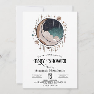 Invitación Baby Shower de estrellas celestes en el exterior