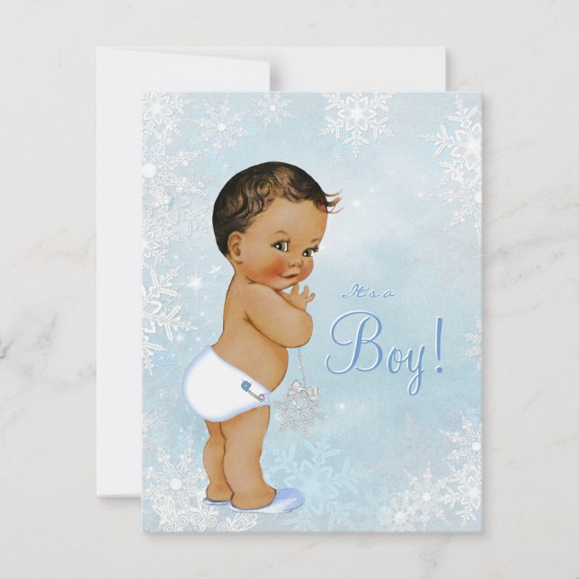 Invitación Baby Shower de Ethnic Boy Winter Wonderland (Anverso)