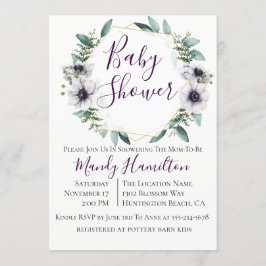 Invitación Baby Shower de eucalipto geométrico anemónico