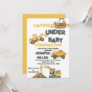 Invitación Baby Shower de excavador de camión de remolque ama