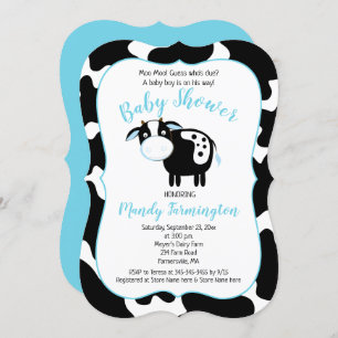 Invitación Baby Shower de Farm Dairy Cow Boy
