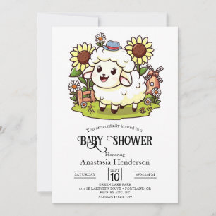Invitación Baby Shower de Farmyard Dreamy Sheep