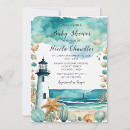 Invitación Baby Shower de faro náutico