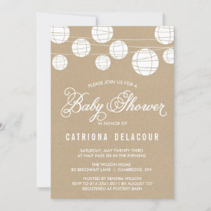 Invitación Baby Shower de Faux Kraft Paper Lantern