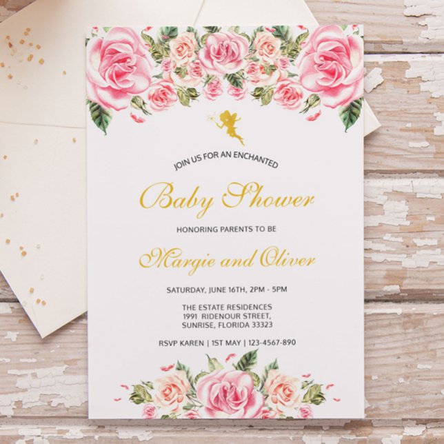 Invitación Baby Shower de Fe Encantadas Pink Florals (Subido por el creador)