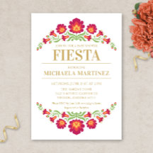 Invitación Baby Shower de Fiesta Mexicana, Floral 