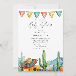 Invitación Baby Shower de Fiesta Watercolor Mexicano Moderno