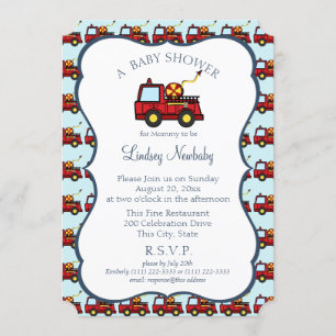 Invitación Baby Shower de Fire Truck