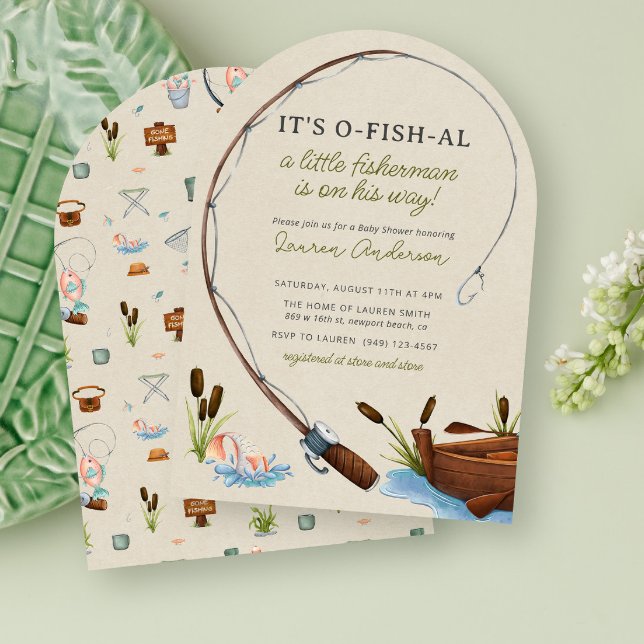 Invitación Baby Shower de Fishing Reel Watercolor Boy (Subido por el creador)