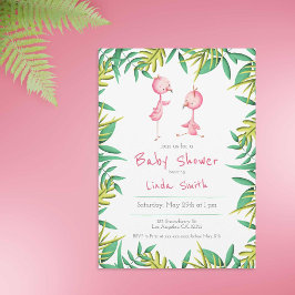 Invitación Baby Shower de flamenco rosado cúbico