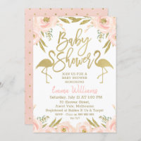 Invitación Baby Shower de Flamingo Rosa Dorado
