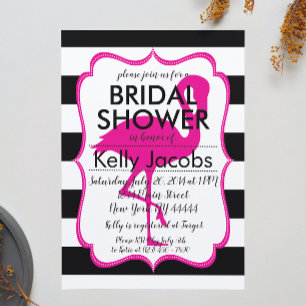 Invitación Baby Shower de flamingo rosado a rayas