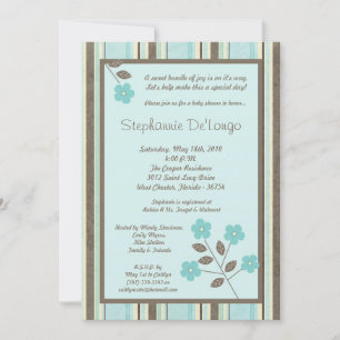 Invitación Baby Shower de flor azul 5x7 en primave