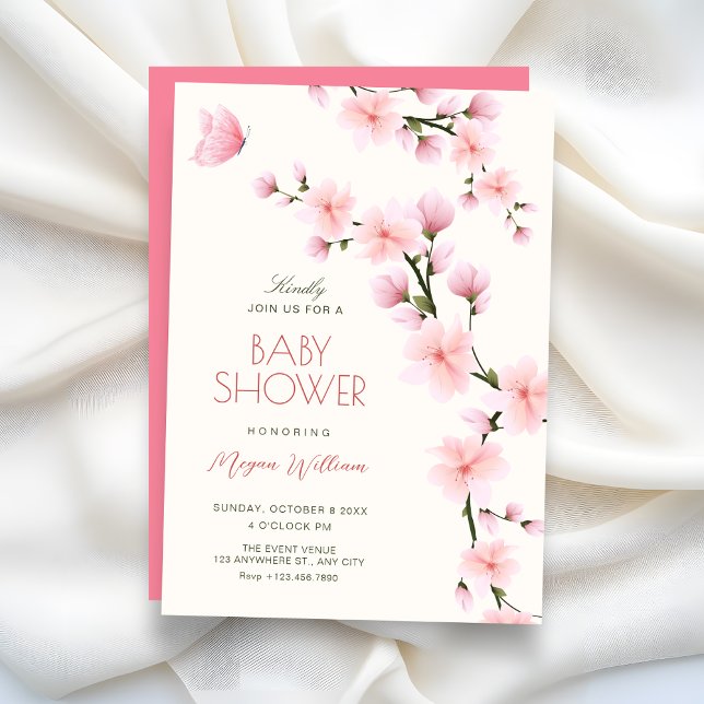 Invitación Baby shower de flor de cerezo (Subido por el creador)