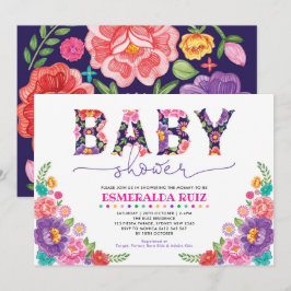 Invitación Baby Shower de flor de Fiesta Rosa Mexicana