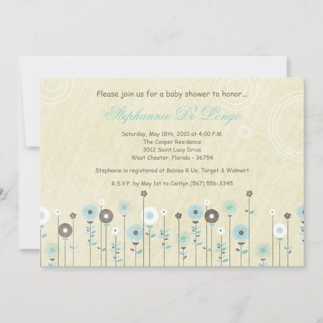 Invitación Baby Shower de flor de primavera {TBA}  (Anverso)