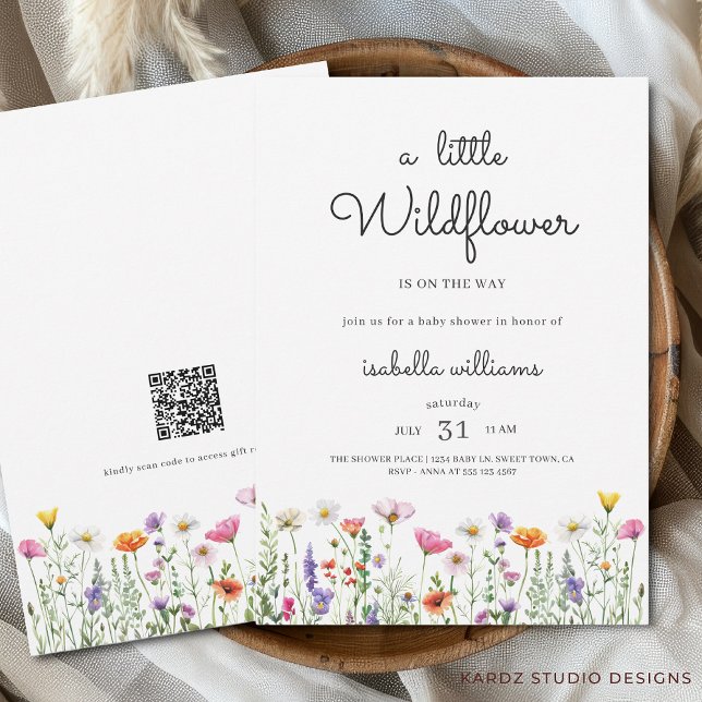 Invitación Baby Shower de Flor Floral Neutral de Género (Invite shown in 5 x 7 inches. Personalize text, choose size, paper and corner style before check out)