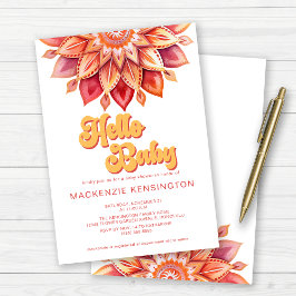 Invitación Baby Shower de flor hippie amarillo rosado
