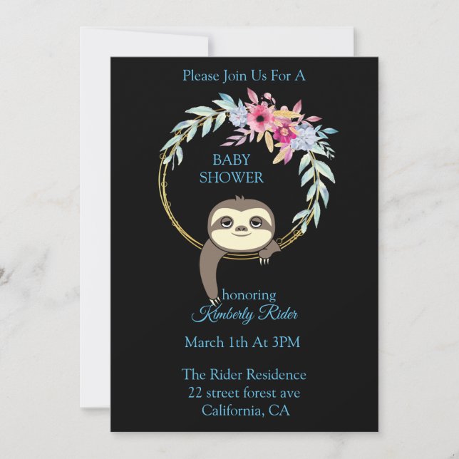 Invitación Baby Shower de flor húmeda colgante (Anverso)