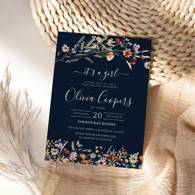 Invitación Baby Shower de flor salvaje azul de la  (Subido por el creador)