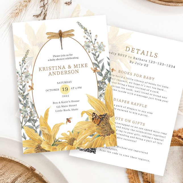 Invitación Baby Shower de flor silvestre All in One Sunflower (Subido por el creador)