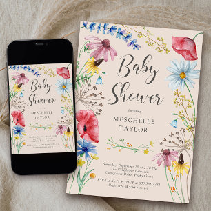 Invitación Baby Shower de Flor Silvestre Rústico Floral Campe