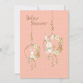 Invitación Baby Shower de Floral animal de conejito rosa