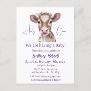 Invitación Baby Shower de Floral Highland Cow
