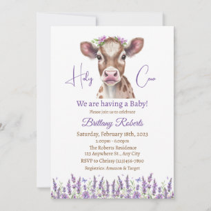 Invitación Baby Shower de Floral Highland Cow
