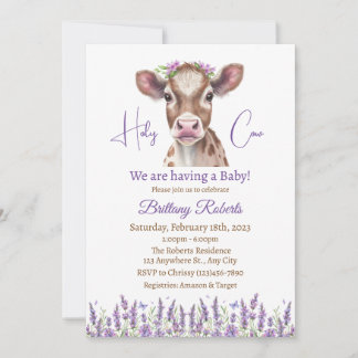 Invitación Baby Shower de Floral Highland Cow