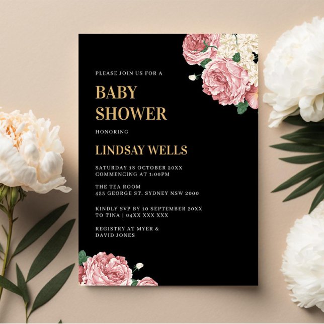 Invitación Baby Shower de Floral Peonies y Rosas (Subido por el creador)