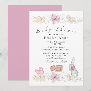 Invitación Baby Shower de Floral Rosa Delicada