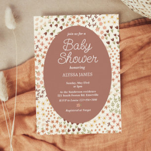 Invitación Baby Shower de flores acogedoras