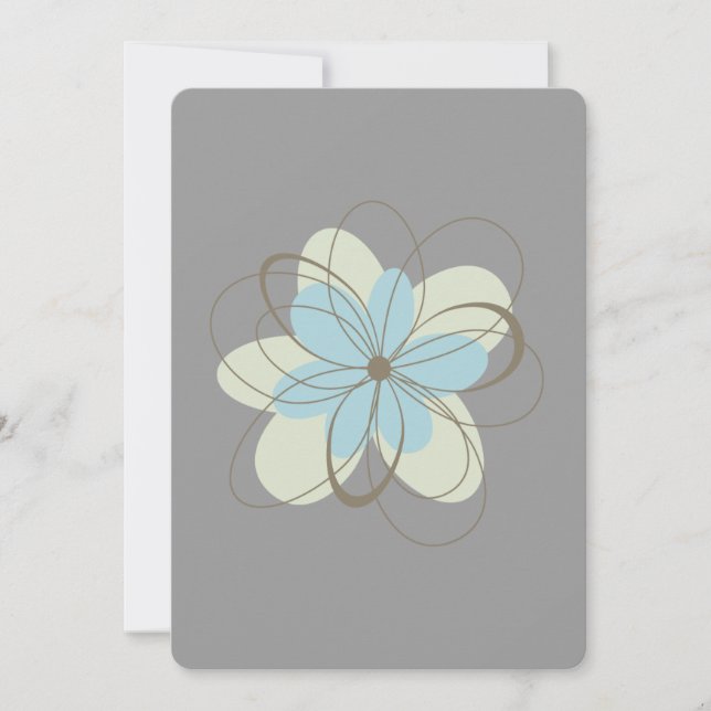 Invitación Baby Shower de flores azules (Anverso)