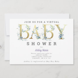 Invitación Baby Shower de flores azules de larga distancia vi