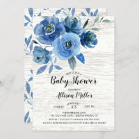 Baby Shower de flores azules rusticas
