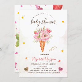 Invitación Baby Shower de flores de helado