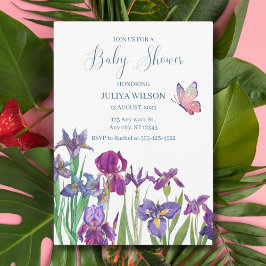 Invitación Baby Shower de flores de Iris