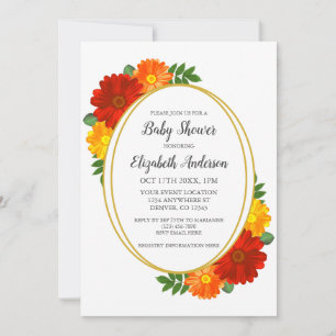 Invitación Baby Shower de Flores de Otoño