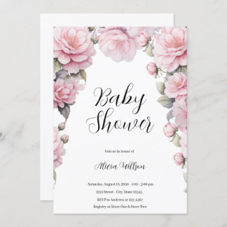 Invitación Baby Shower de flores elegantes