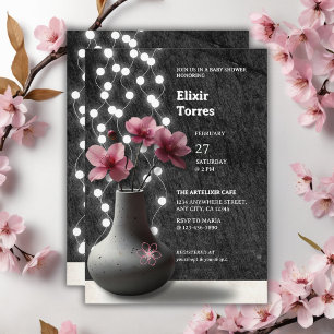 Invitación Baby Shower de flores minimalistas de flores de ce