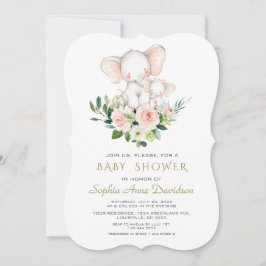 Invitación Baby Shower de flores modernas de crema rosada par